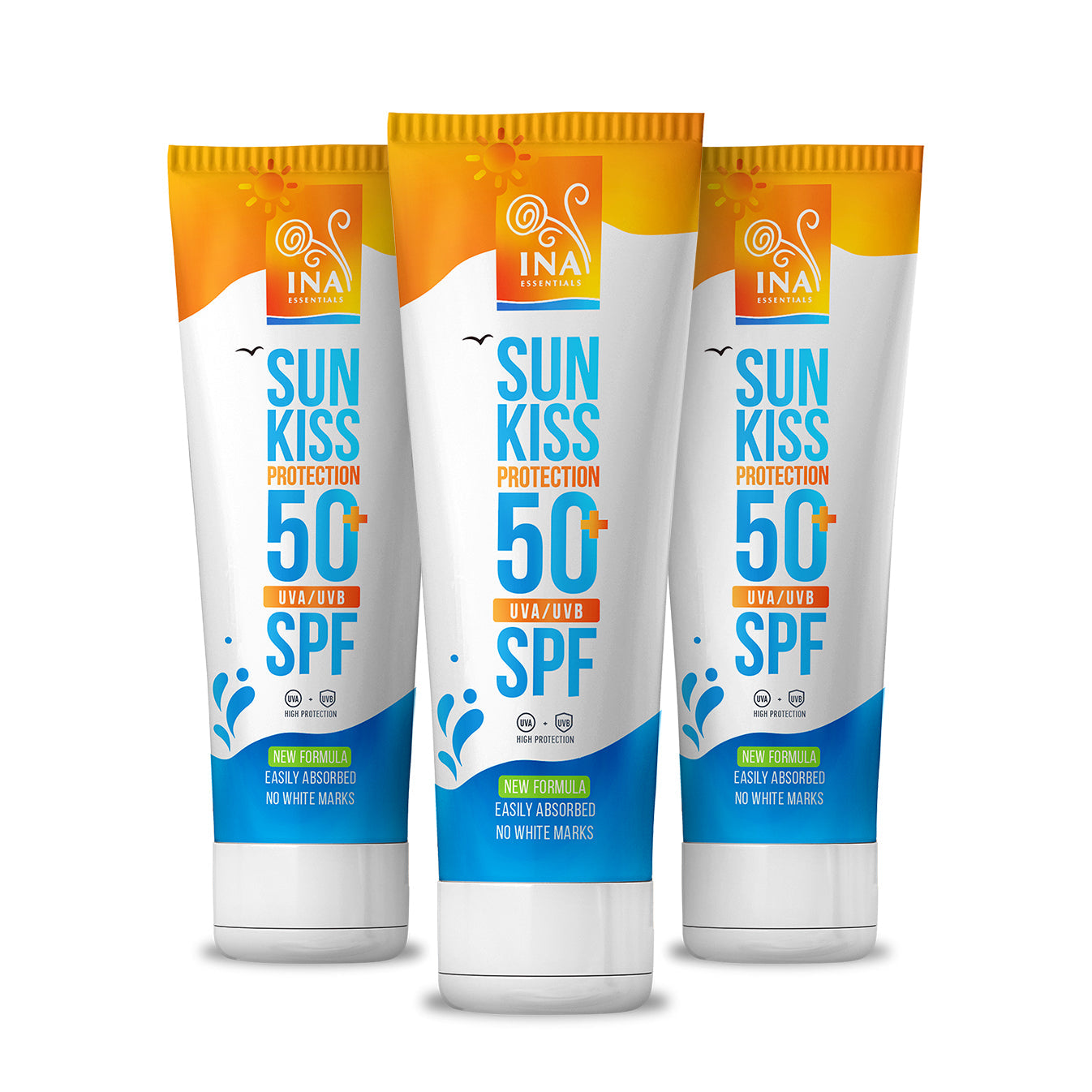 Ģimenes komplekts aizsardzībai pret sauli – 2+1 Dabīgs Sejas un Ķermeņa Saules Aizsargkrēms SPF 50+ ar Organisko Balto Egli